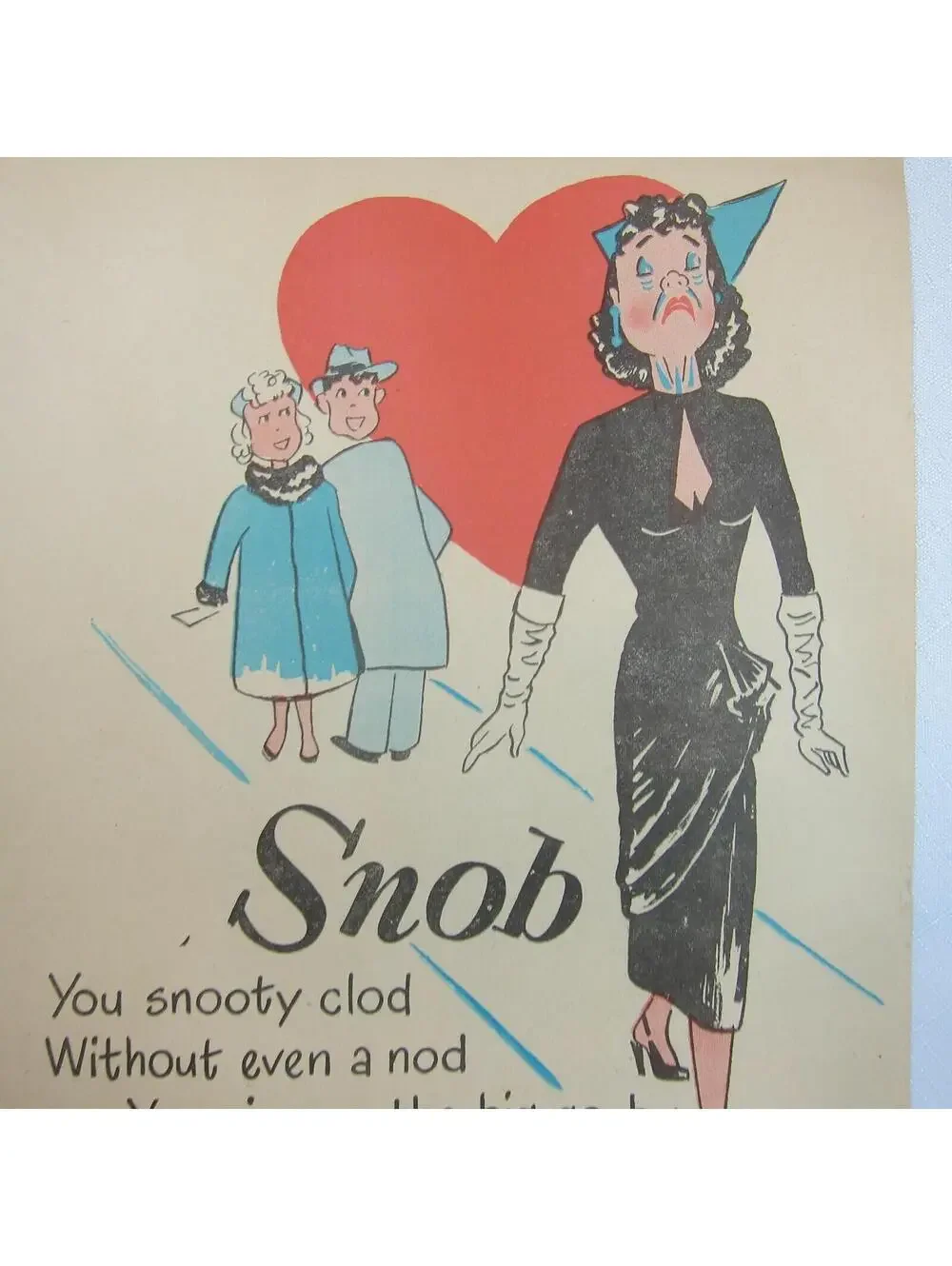 Vintage Vinegar Valentine Snob Penny Dreadful Sarcasm Insult Poem Ephemera 8x10